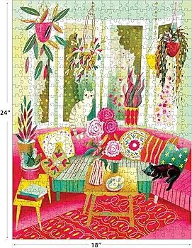 Amazon.com: RoseArt - Cozy Cats 500 Piece Double-Sided Jigsaw